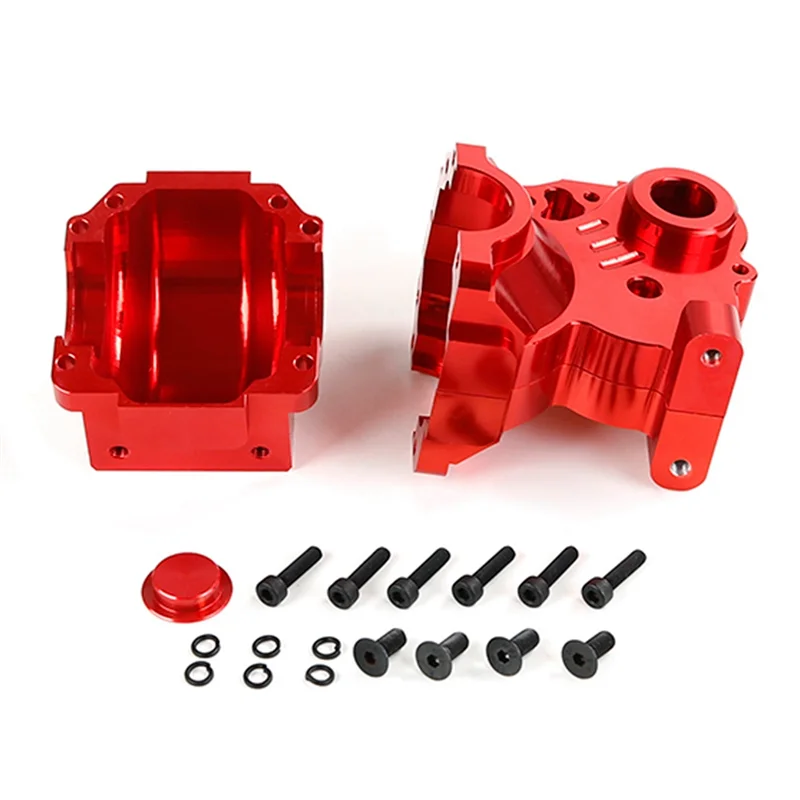 Set di scatole ingranaggi differenziale di fissione a tre sezioni in metallo CNC adatto per parti di giocattoli 1/5 HPI ROFUN BAHA ROVAN KM BAJA 5B 5T 5SC, rosso