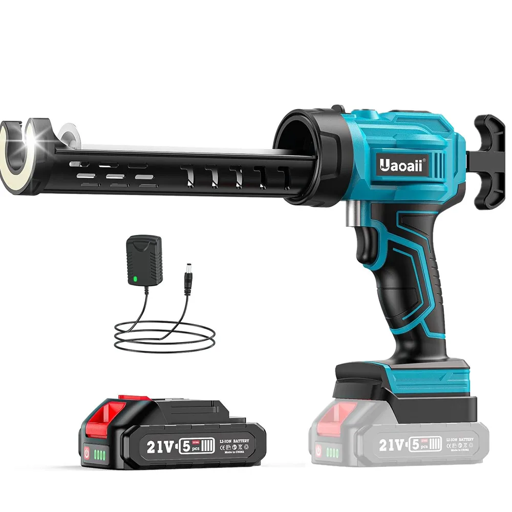 

Electric Caulking Gun 21V 10oz/300ml Cordless Caulk Gun Adhesive Gun w/a 2.0Ah Li-Battery LED Light 4 Adjustable Speeds Caul Gun