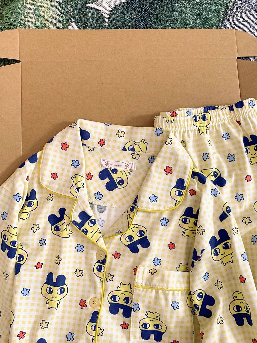 Cartoon Tamagotchi Pyjama Tweedimensionale broek met lange mouwen Huiskledingset Comfortabele en zachte pyjama Kerstcadeau