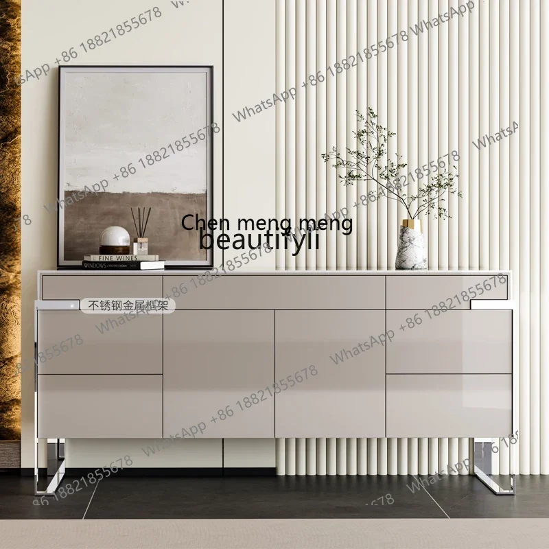 

Q178 Italian light luxury dining side cabinet simple post-modern wine cabinet metal lockerG