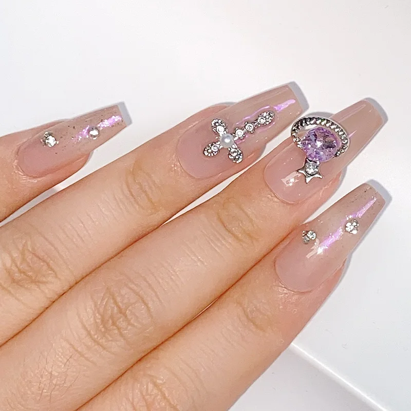 TSZS 10 unids/lote Metal pequeño planeta diamante uñas figuras encanto 3D piezas de uñas accesorios de decoración artística hogar DIY