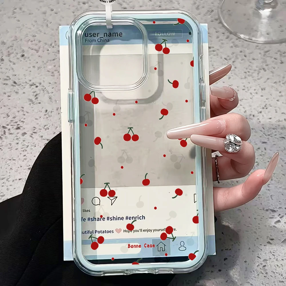 Koreanische einfache Kirsch-Handyhülle für Samsung Galaxy S26 Ultra S25 S24 edge s22 s23 Plus FE A57 A54 A55 A16 A35 A36 A37 5G Cover – Detail 3
