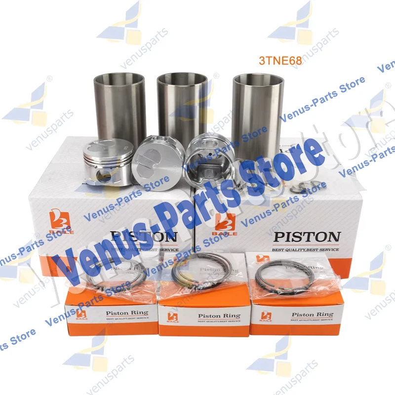 3TNE68 Overhaul Rebuild Kit for Yanmar 3D68E 3TNE68C Piston Rings Cylinder Liner Engine Parts STD 119265-22940 68*1.6HK+1.5+3mm