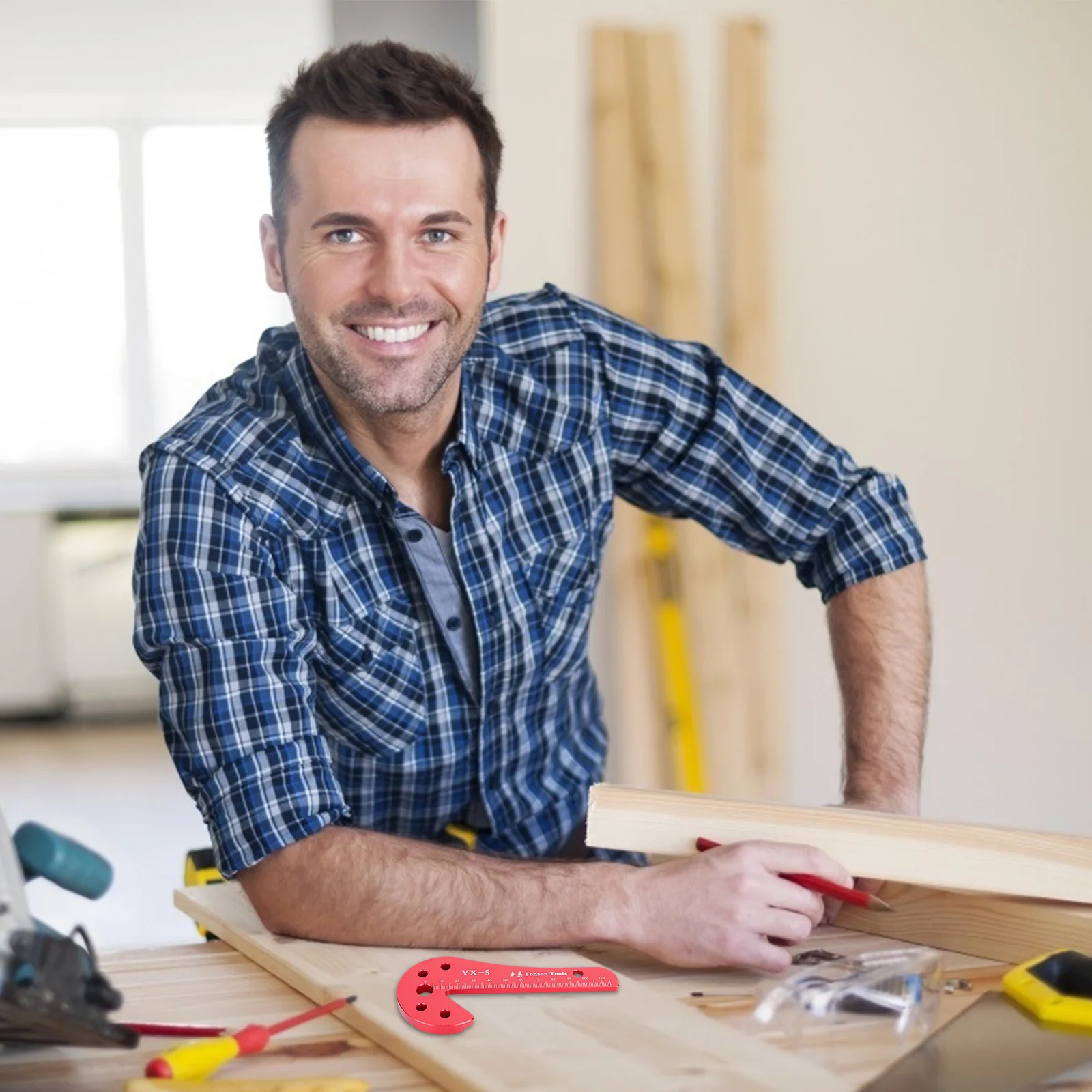 مركز النجارة الخطاط 45 90 درجة سبائك الألومنيوم أداة وسم عالية الدقة قياس الكتابة لمستلزمات الأعمال الخشبية