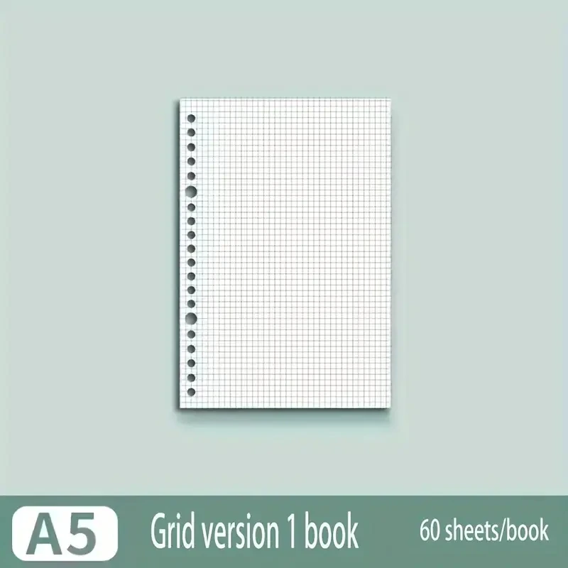 60 Blatt Schreibwaren-Nachfüll-Notizblock, lose Blätter, Papier, A4/B5/A5, Tagebuch, leer/Raster/gefüttert, Schulbedarf, Notizbücher, nützlich – Detail 6