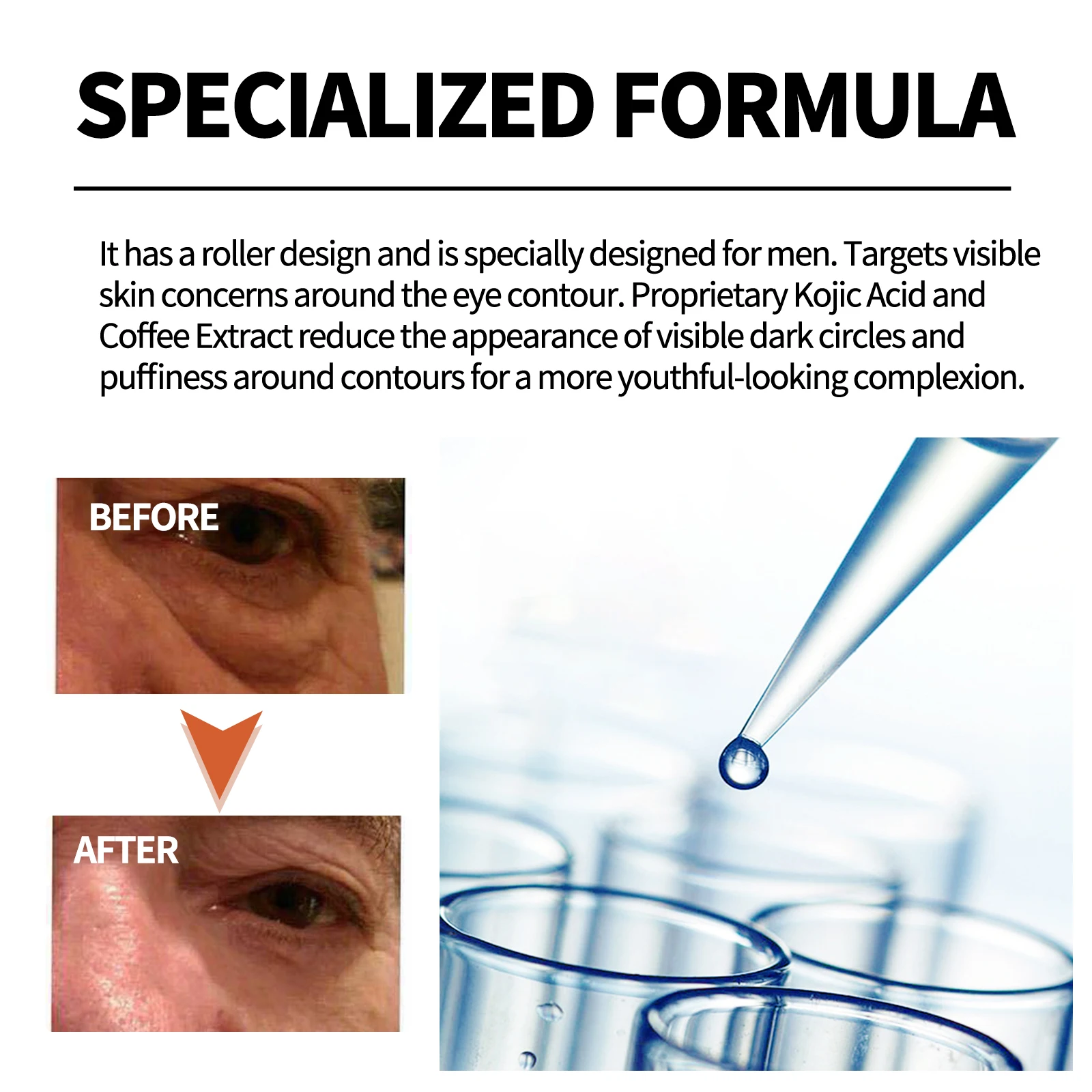 Crema per gli occhi al retinolo da uomo Borsa per gli occhi Crema lifting rassodante Schiarimento delle occhiaie Pelle Riparazione istantanea degli occhi Siero Stick Gel di rimozione