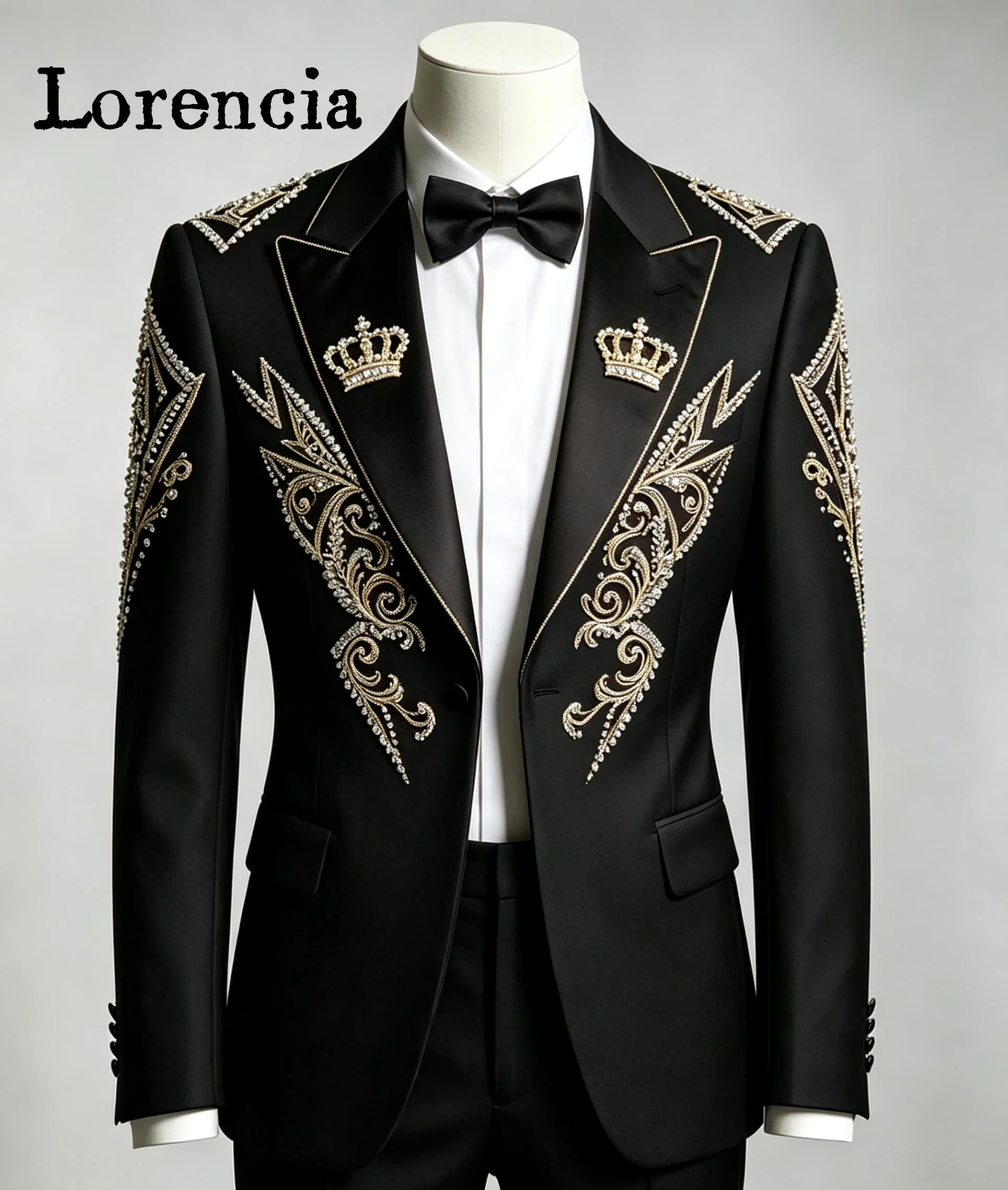 High End Rhinestone Embroidery Men Suits 2 Pieces Set Slim Fit Groom Wedding Tuxedos Customized Male Party Blazer costumes homme
