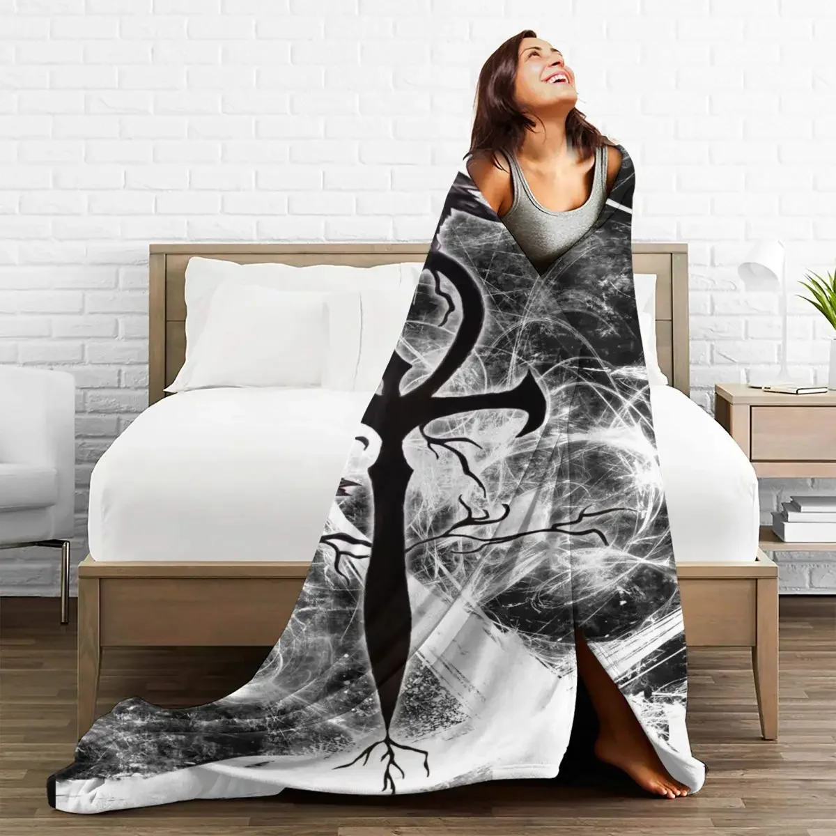 

Egypt Ankh Plaid Baby Blanket Velvet Printed Black and White Ultra-Soft Multifunction Throw Blanket for Home Couch Quilt