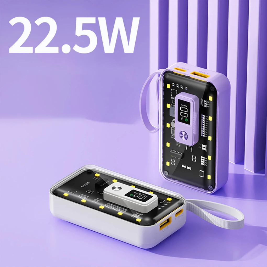 DIY Kit Portable Power Bank Transparent Case USB Fast Charging Technology 22.5W DIY Power Bank Kit For Power bank assembly lover