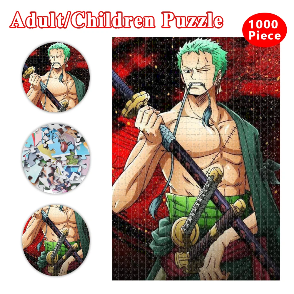 One Piece Puzzle for Adults 200/300/500/1000 Pieces Kids Educational Toys Japanese Anime Character Zoro Jigsaw Puzzle Fun Games