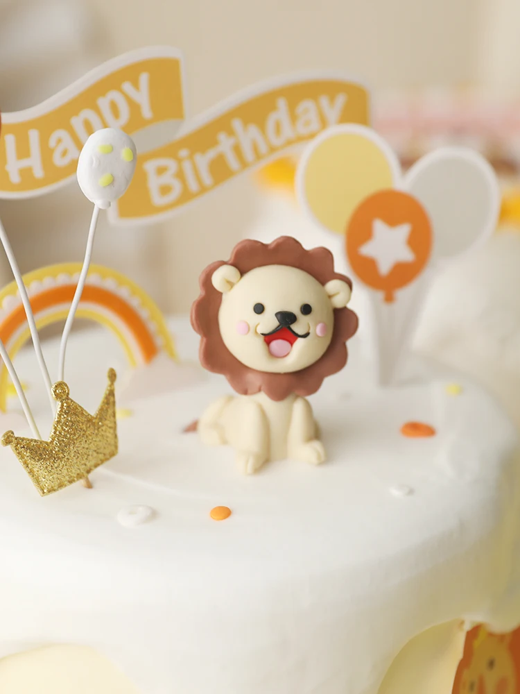Birthday Cake Decoration Cartoon Leo Baby Lion Cake Topper Kids Balloon Safari Birthday Supplies Animal Cake Topper Kids Favors