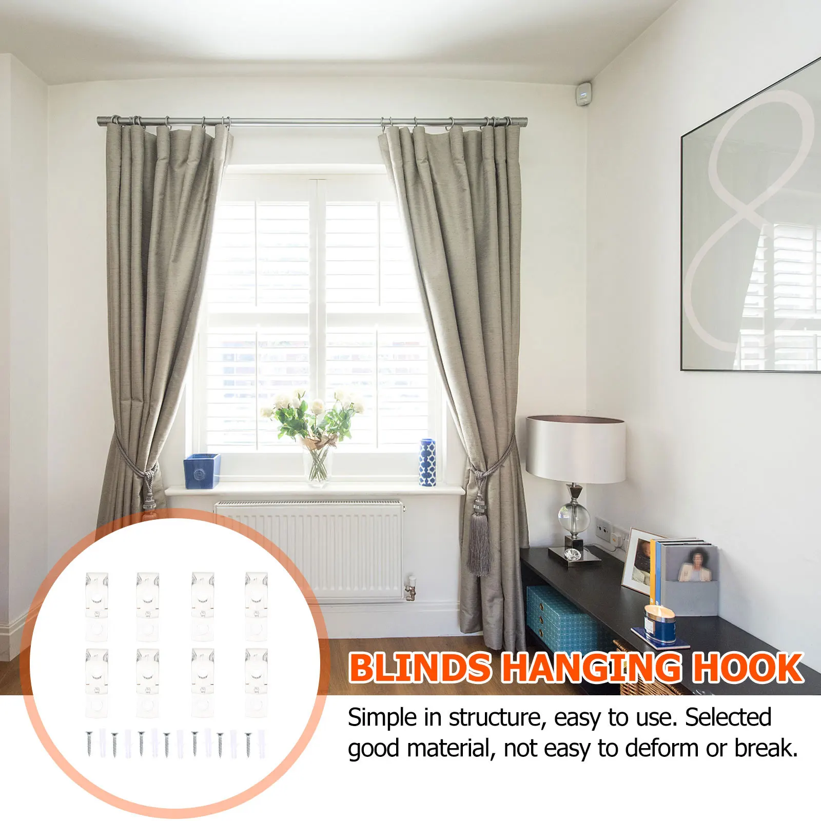 

8pcs Blinds Positioning Hook Plastic Curtain Fixing Accessory For Roller Roman Vertical Shutters Transparent Wall Mount Clip