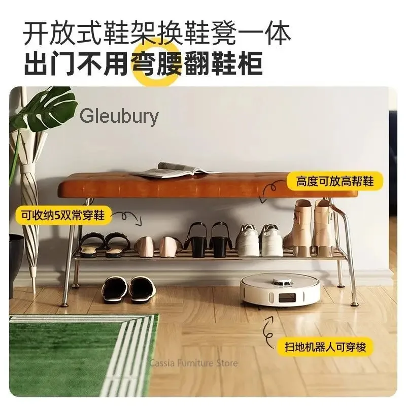Chair Leisure for Home, Shoe Changing Bench for Entryway, Wearable Shoe Cabinet Stool for Hallway, Accent Seating with Storage