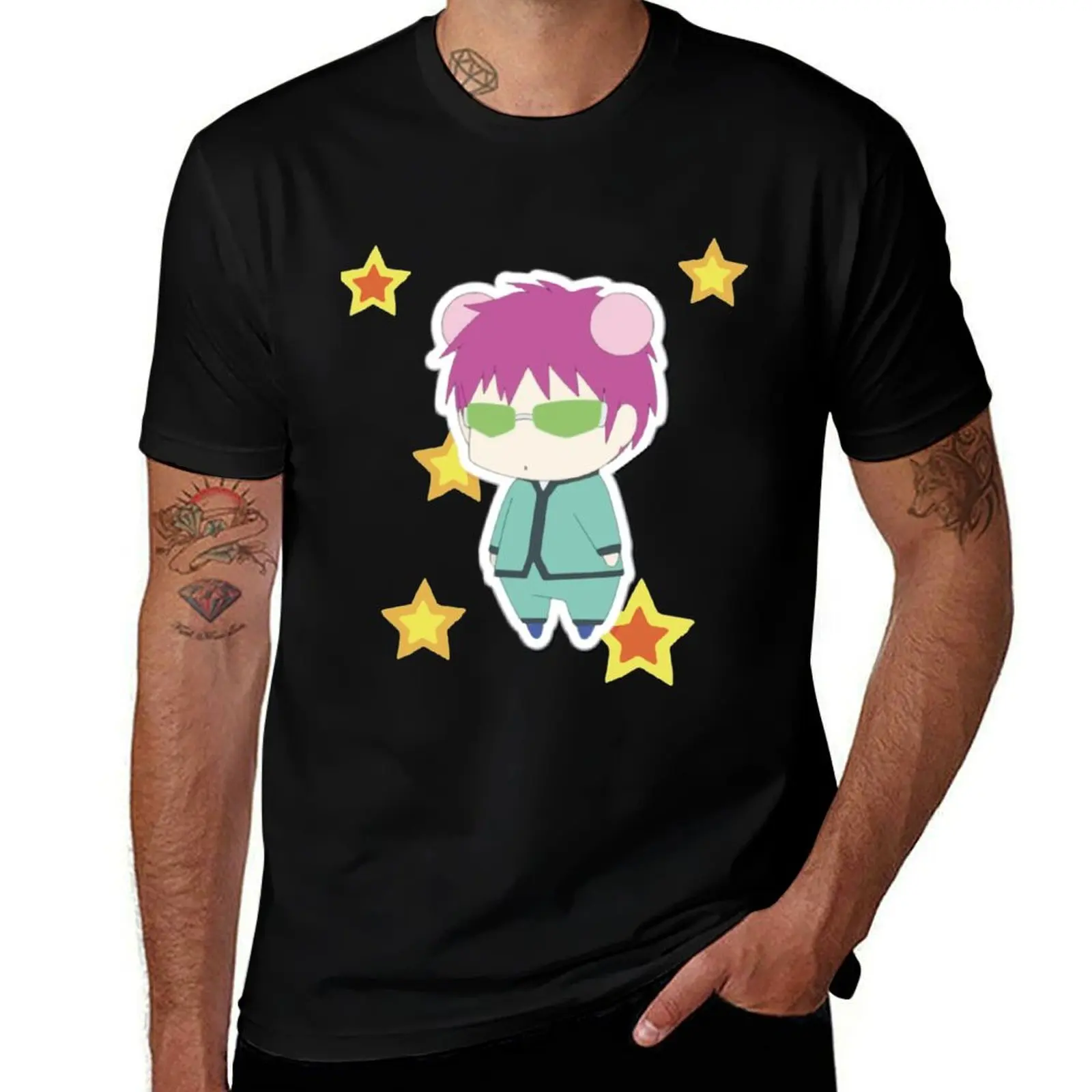Saiki K Cute Illustration with stars T-Shirt Comfort Stretch Tee Shirt T-Shirt
