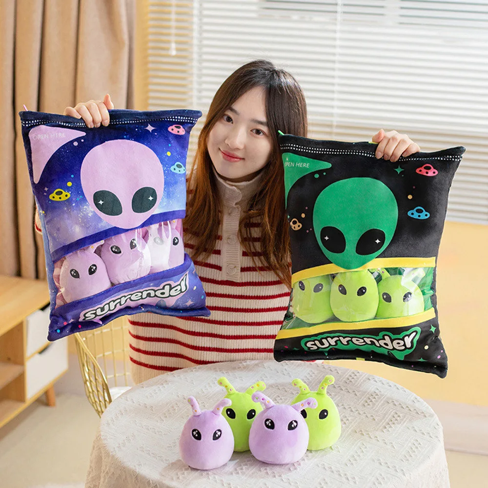 New a Bag of Alien Mini Pudding Plush Toy Extraterrestrial Being UFO Dolls Stuffed Pillow Cushion Birthday Gift for Kids Boys