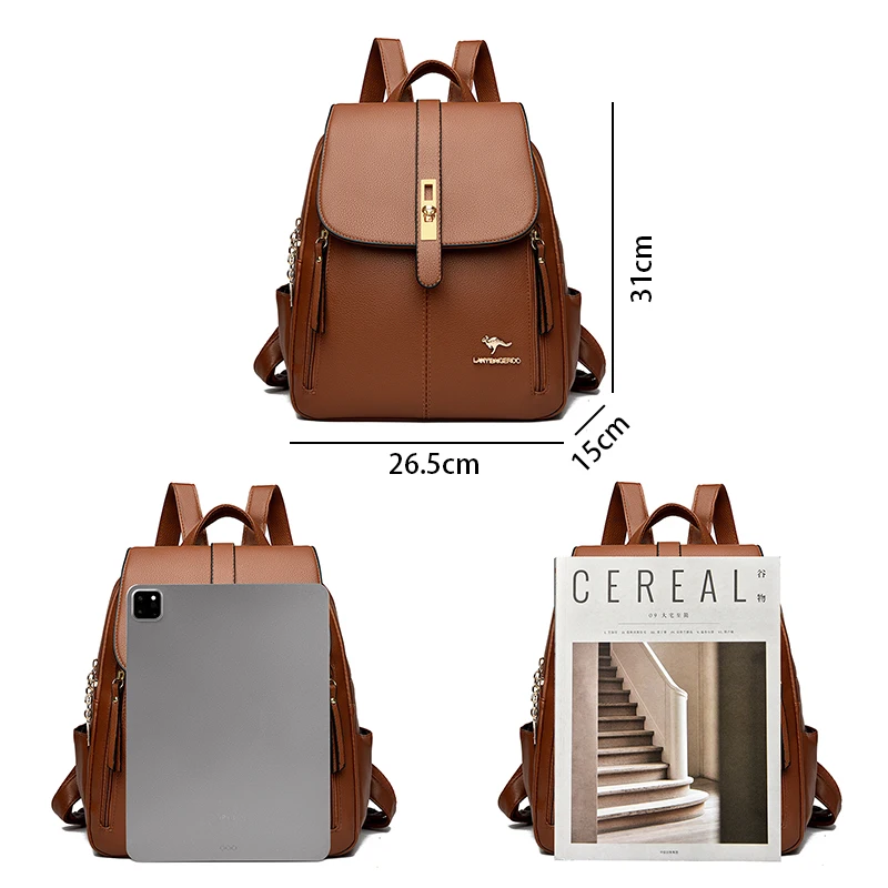 Winter 2024 New Women Leather Backpacks Fashion Shoulder Bags Female Backpack Ladies Travel Backpack School Bags For Girls Sac