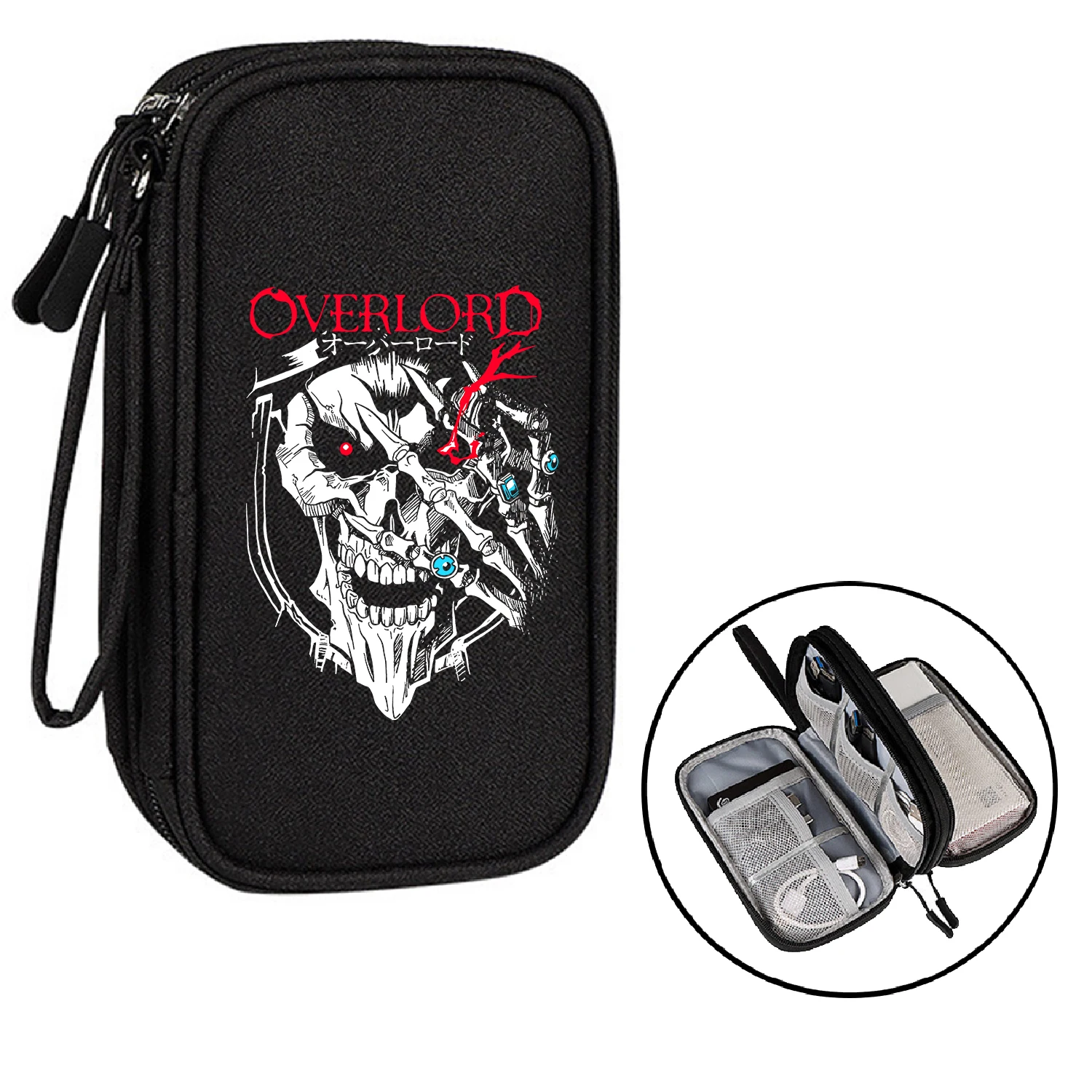 Anime Overlord Cartoon Pinting Digital Accessories Storage Bag USB Cables Organizer Pen Case Pencil Bags Multiuse Cosmetic Bags