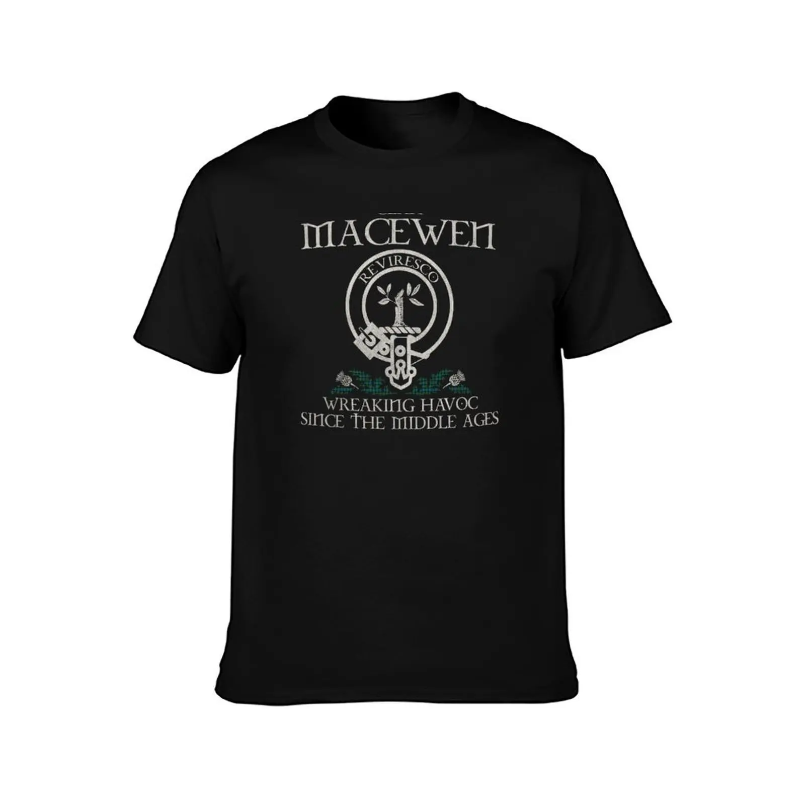 Clan MacEwen crest Scottish surname tartan Thistle vintage T-Shirt Summer Casual Cotton Tee Oversized Streetwear Tops