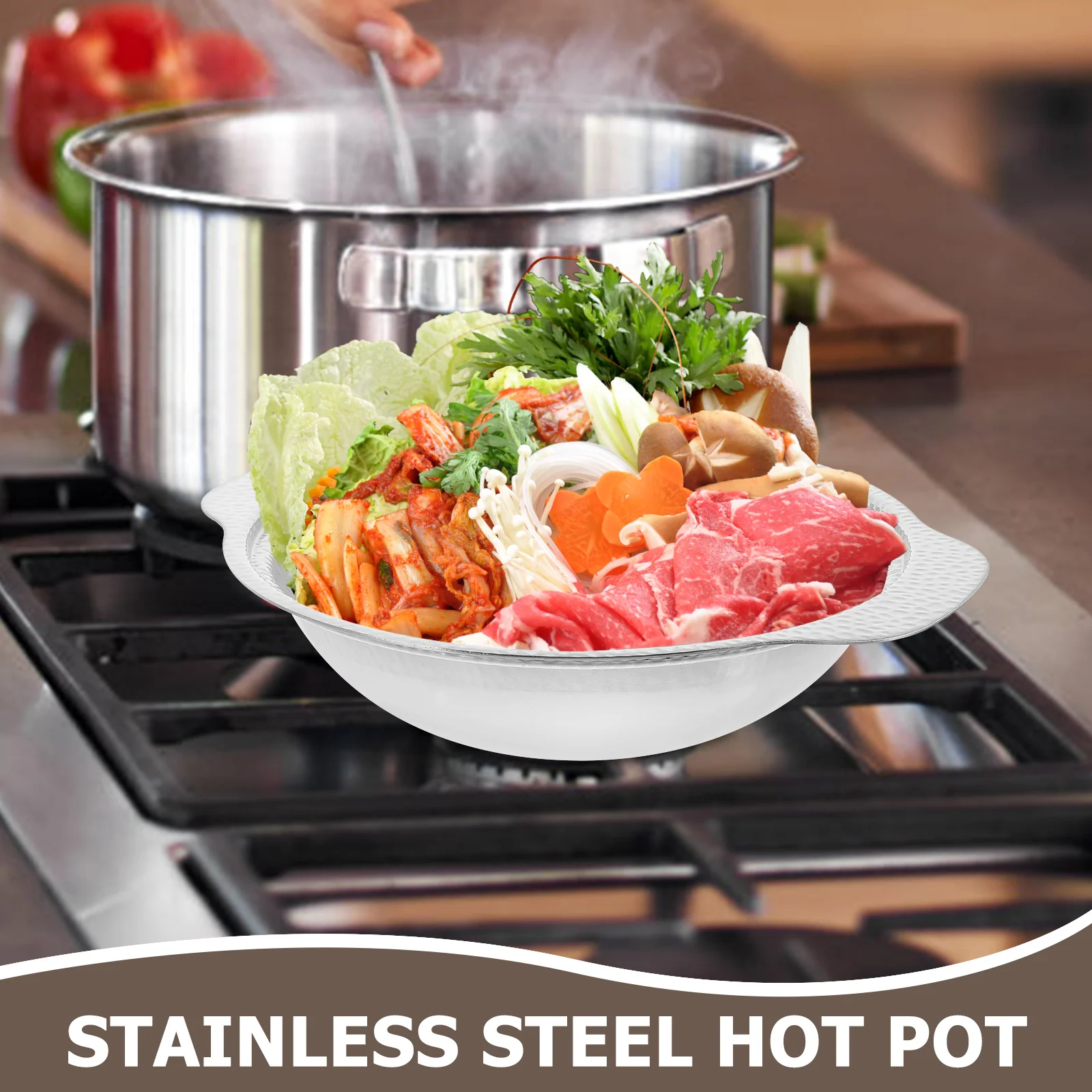 

Stainless Steel Sukiyaki Pot Japanese Style Hot Pot For Ramen Soup Seafood Cooking Multi Purpose Kitchenware