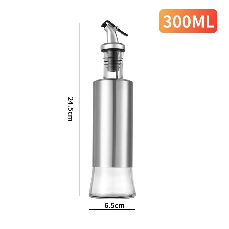 Glass seasoning bottle, oil bottle, stainless steel covered oil pot, oil pot Vinegar, soy sauce. Buy one, get one free.