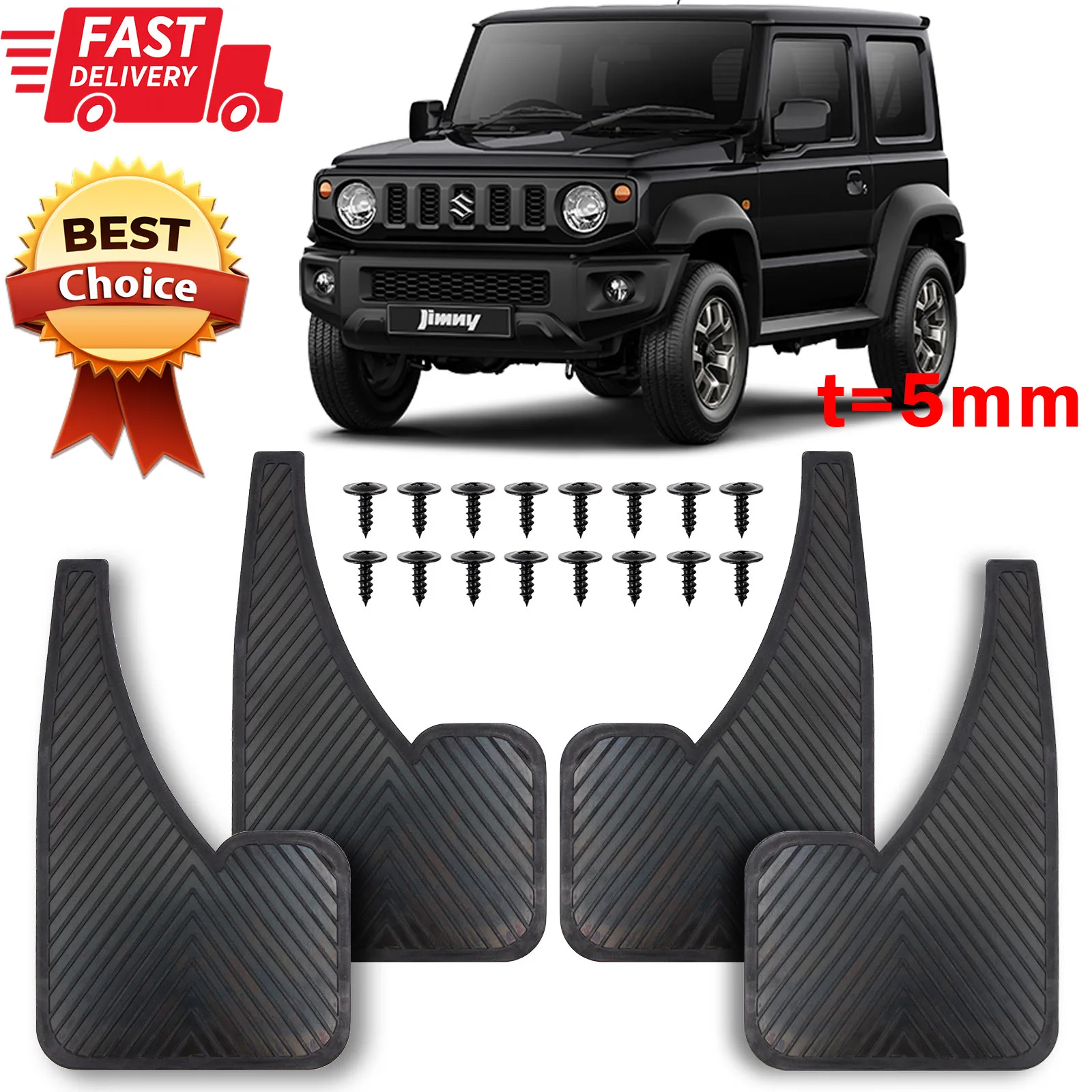 5mm Rubber Mudflaps Mud Flaps Splash Guards For Suzuki Jimny SJ20 JA12 JB23 JB33 JB43 JB53 JB64W JB74W JB64 JB74 Sierra 4PCS/SET