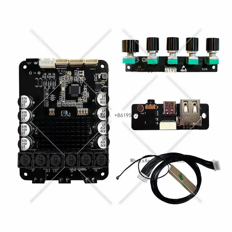 

Bluetooth module 5.0 power amplifier board module Audiophile grade dsp2.1 power amplifier hifi five knob heavy bass 200w