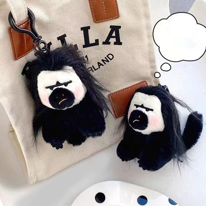 Llavero decorativo de felpa de cara blanca con pelo frito de mono, peine de horquillas, bolso feo divertido, muñeco de peluche suave decorativo, juguete