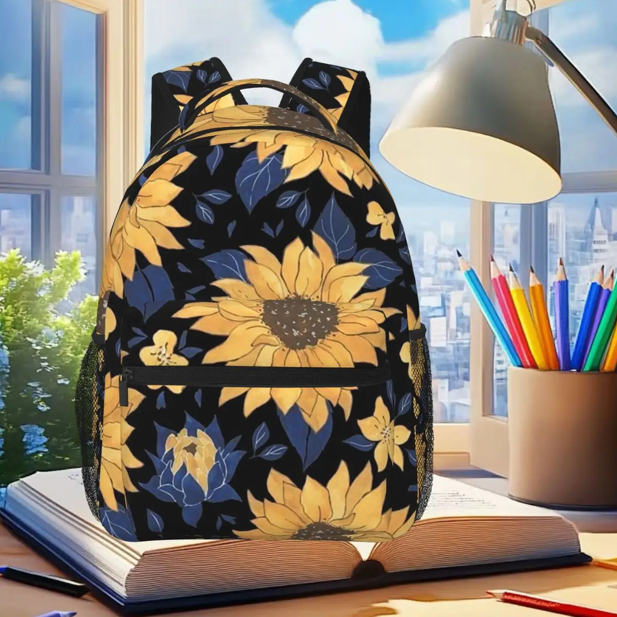 

Vintage Sunflower Flowers Pattern Backpack Student Boys Girls BookBag Children School Bag Laptop Shoulder Bags for Men Women