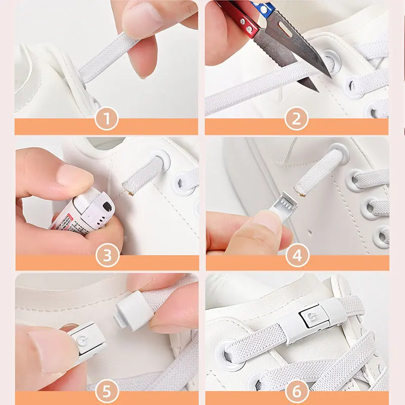No Tie Shoe Laces Press Lock Shoelaces Without Ties Elastic Laces Locking Without Detachment 8mm Widened Flat Shoelace for Shoes image 3