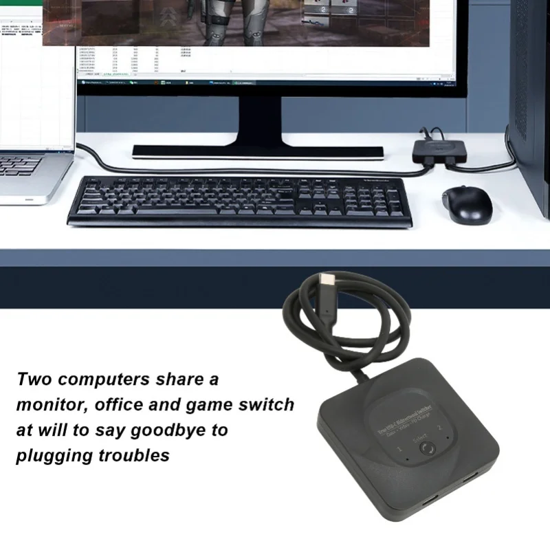

USB C Switch 2 In 1 Output Plug And Play 8K 60Hz HD Type C Bi Direction Switcher Splitter With Power Indicator For PCs