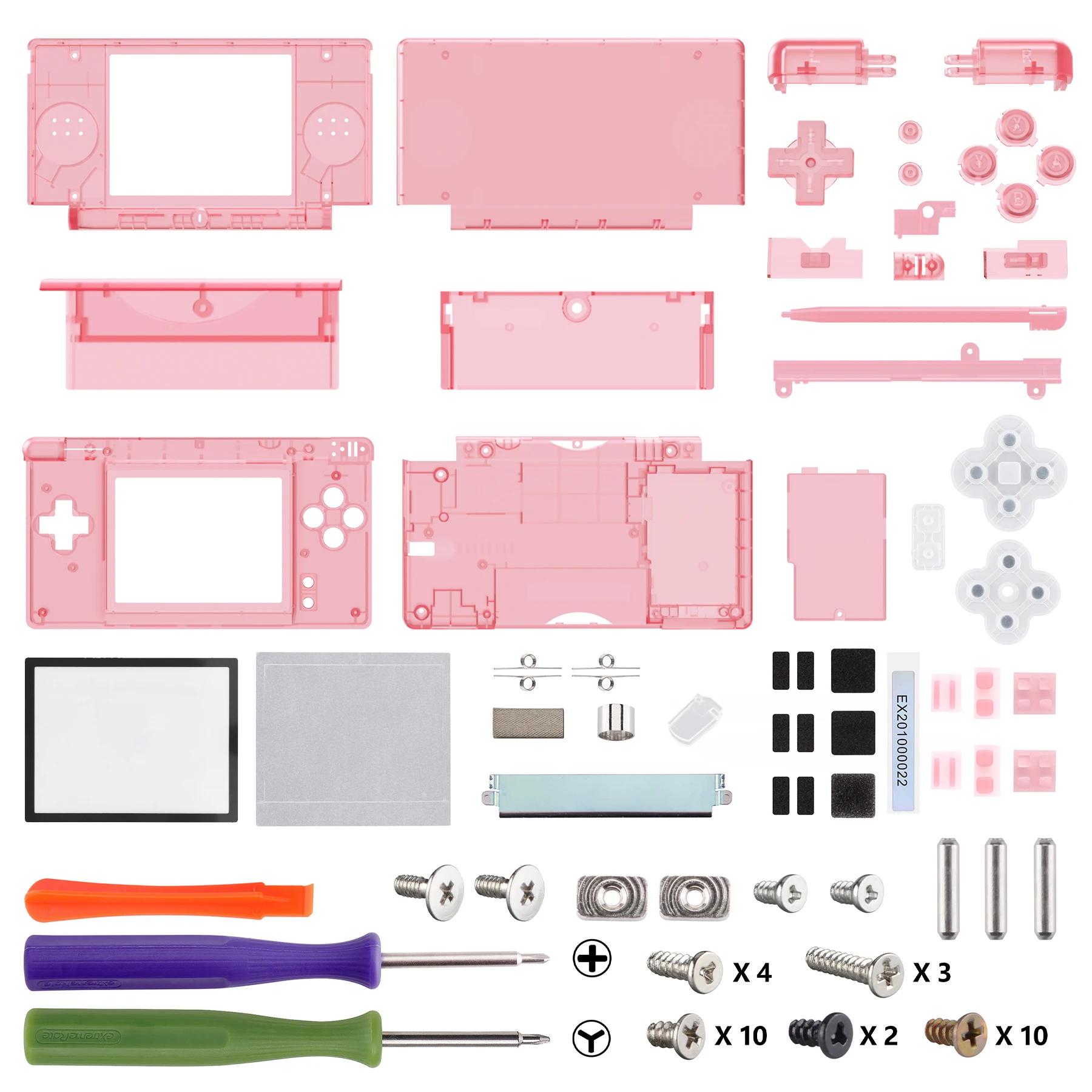 eXtremeRate Ersatz-Vollgehäuseschale für Nintendo DS Lite, individuelle Gehäuseabdeckung, Knopf-Bildschirmlinse für NDSL – Clear Series
