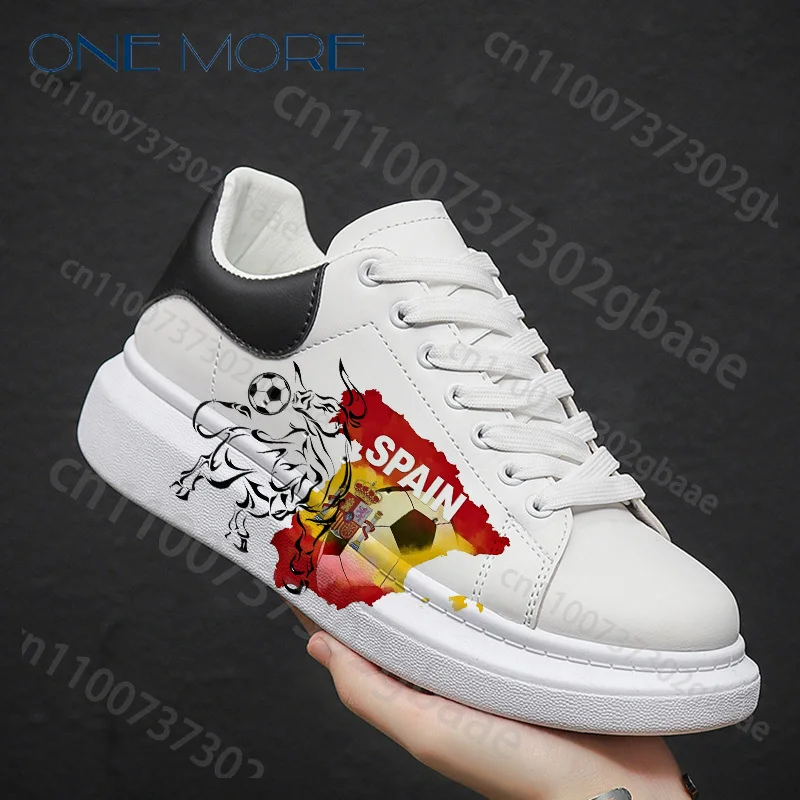 2026 Football Match Spain Print Adult Shoes Yellow Red Graffiti Popular Man Woman Flat Shoes Free Shipping view 3