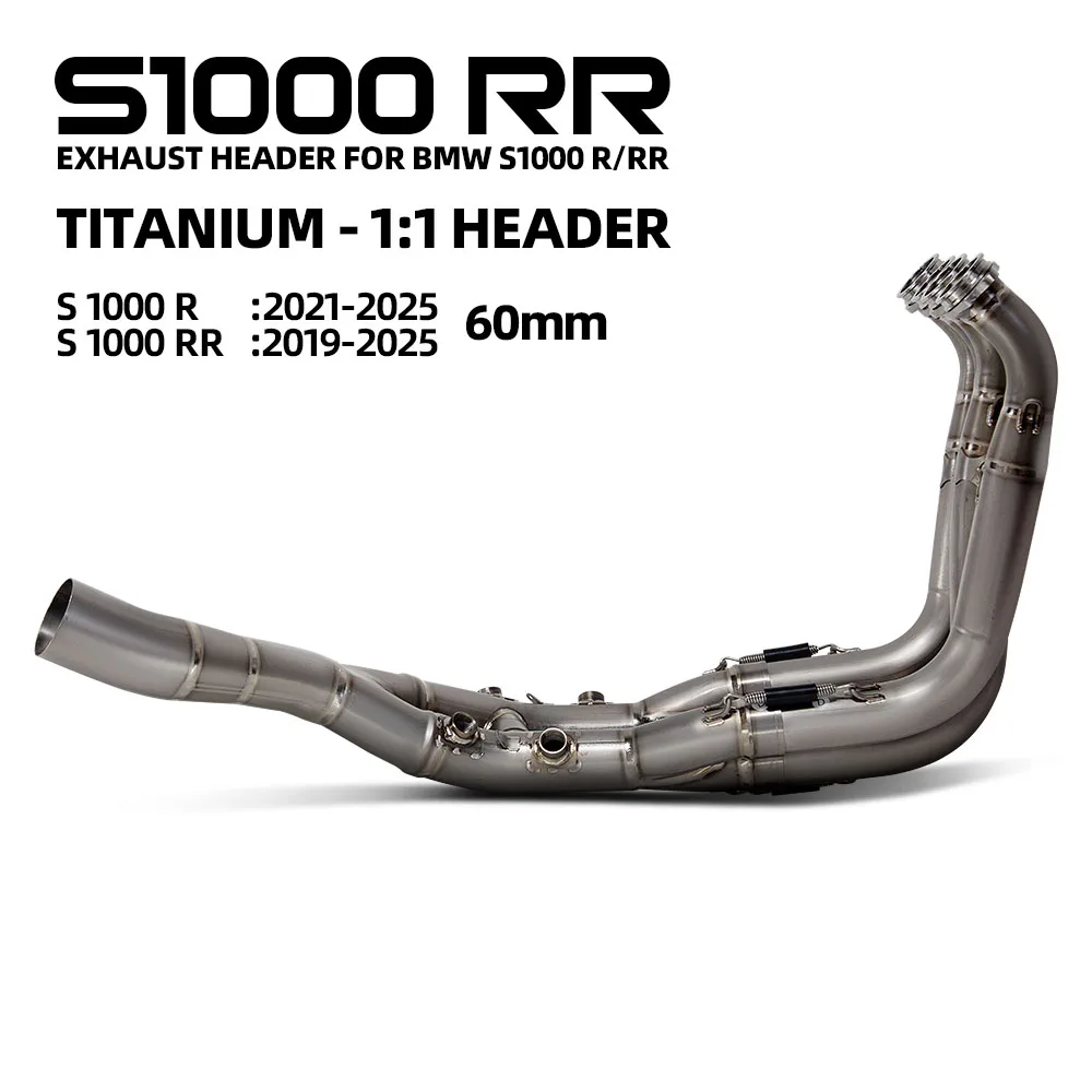 For BMW S1000RR  S1000 RR 2019-2025 S1000R 2021-2025 Motorcycle Exhaust Manifold Titanium Alloy Front Link Pipe 60MM