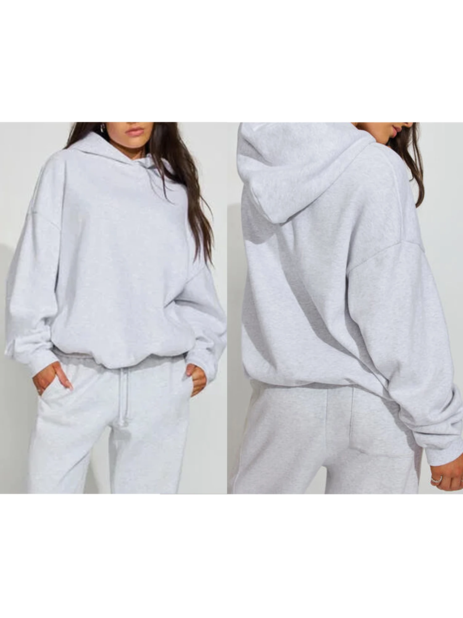 Sudadera con capucha para mujer, informal, de manga larga, de Color sólido, holgada, para otoño, cómoda, con capucha, para uso diario