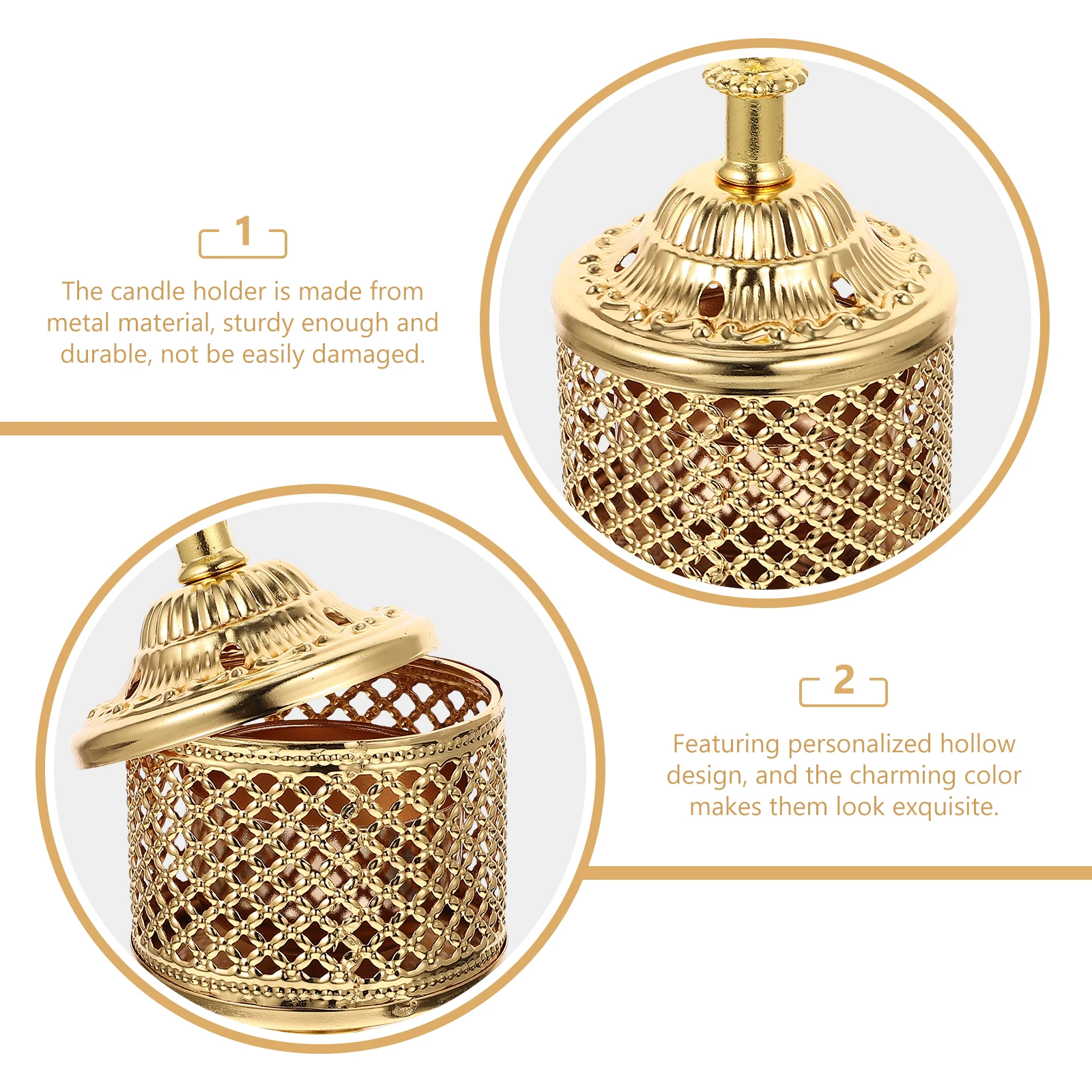 

Incense Burner Stand Decorative Candleholder Vintage Tealight Ornaments Mini Metal Hollow Tabletop Candlestick Holders
