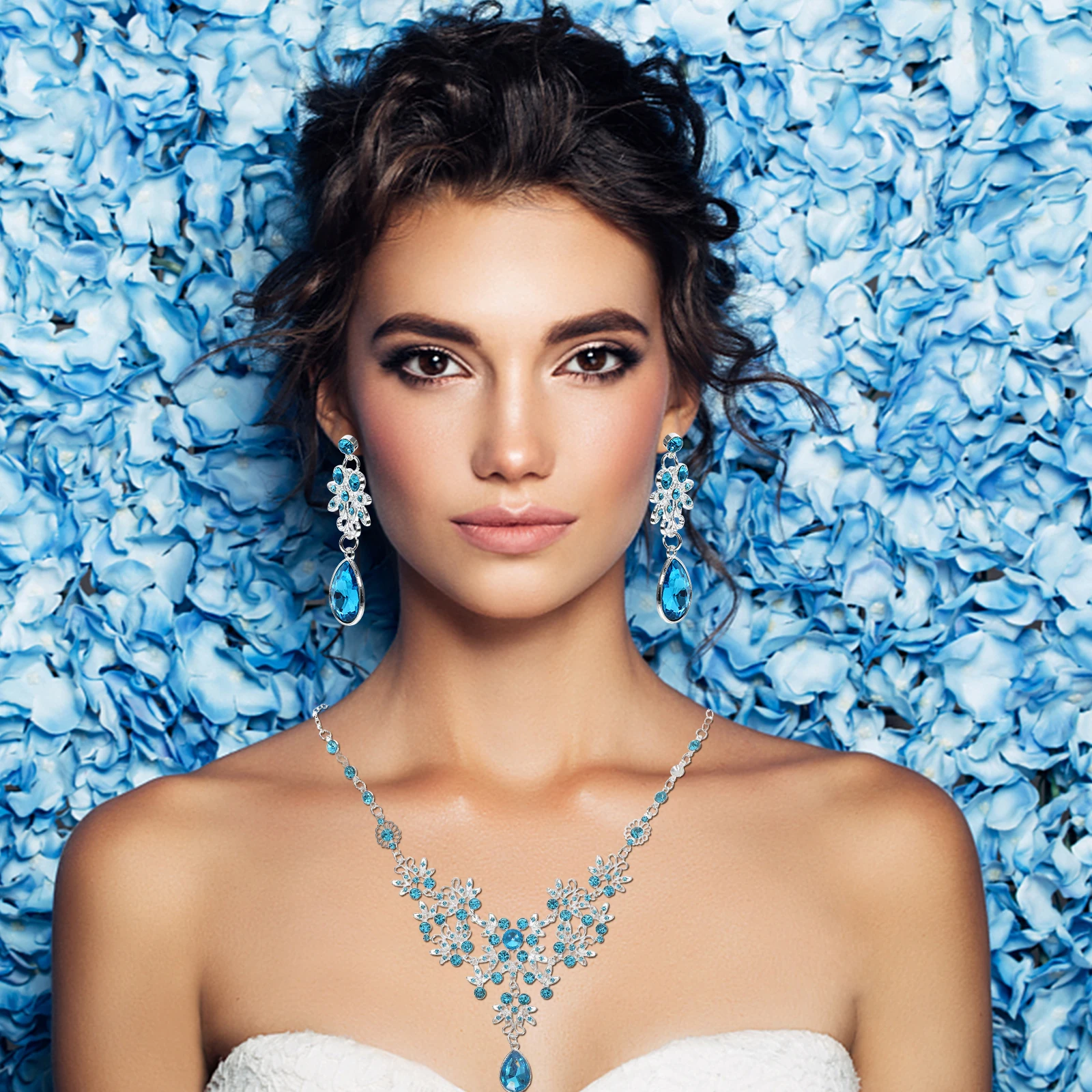 

2Pcs Necklace Set Durable Elegant Jewelry Necklace Earring Gift for Prom Party Wedding Gifts Women Accessories