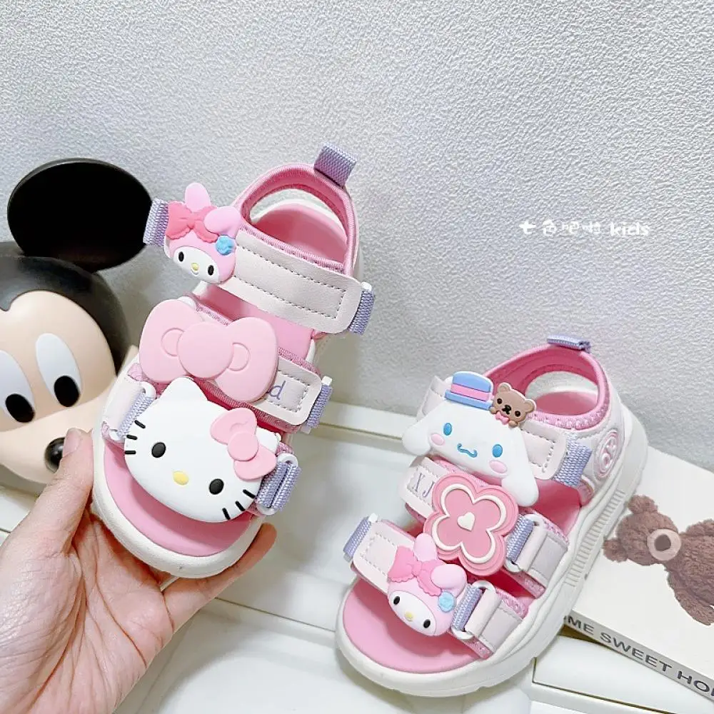 

Kawaii Kids Sandals Hello Kitty Summer Girls Sanrio Cartoon Child Hollow Sandals Cute Doll Shoes Non Slip Breathable Beach Shoes