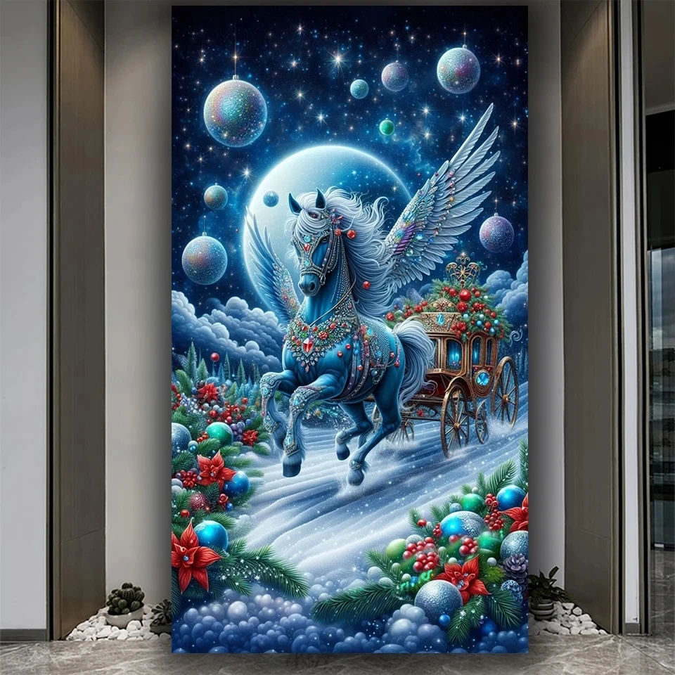 Night Snow Christmas Carriage Diy Diamond Painting Full Diamond Art Mosaic- Stunning Jewelry Cross Stitch Home Decor