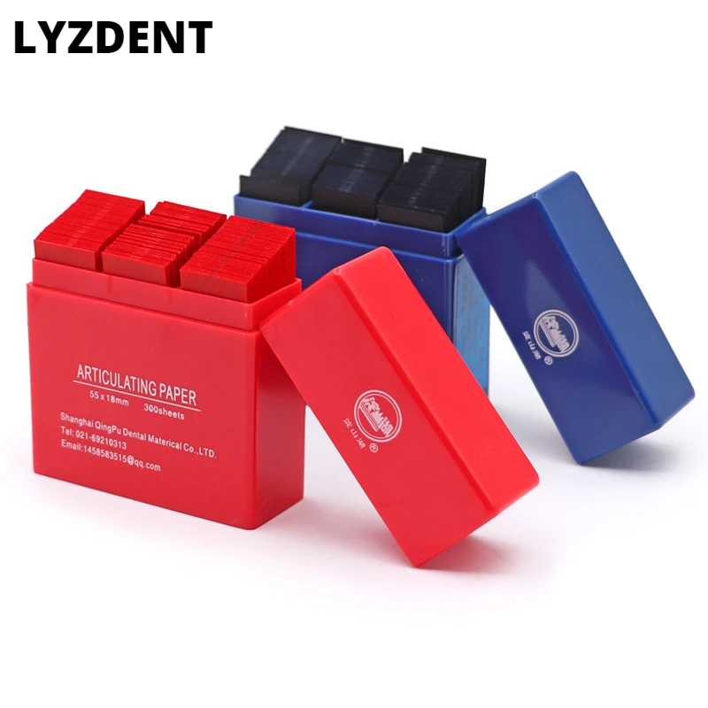 LYZDENT 55*18mm 300 Sheet/Box Dental Articulating Paper Strips Red/Blue Dental Lab Instrument Teeth Whitening as Dentist Tools