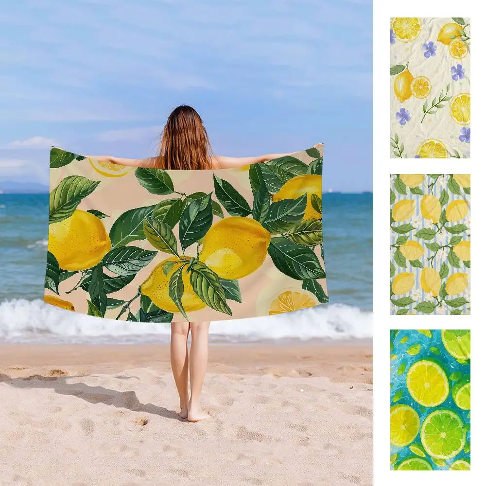 Lemon Fresh Fruit Art Microfiber Beach Towel Absorbent Quick dry Soft Yoga Swimming Resort Mountain Climbing Towel