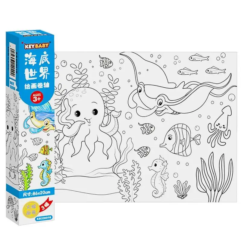 Children Coloring Paper Roll Montessori Color Filling Toys Realistic Patterns Kids Girls Interactive Montessori Educational Toys