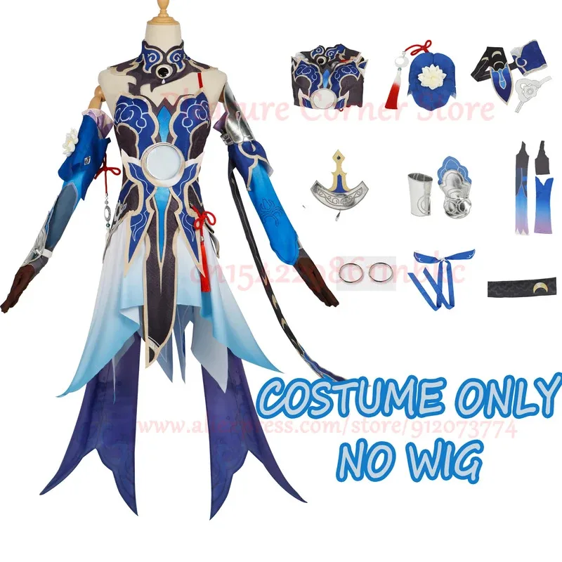 Honkai Star Rail juego Jingliu disfraz de Cosplay conjunto completo vestido uniforme con accesorios Jing Liu Cosplay pelucas de disfraz