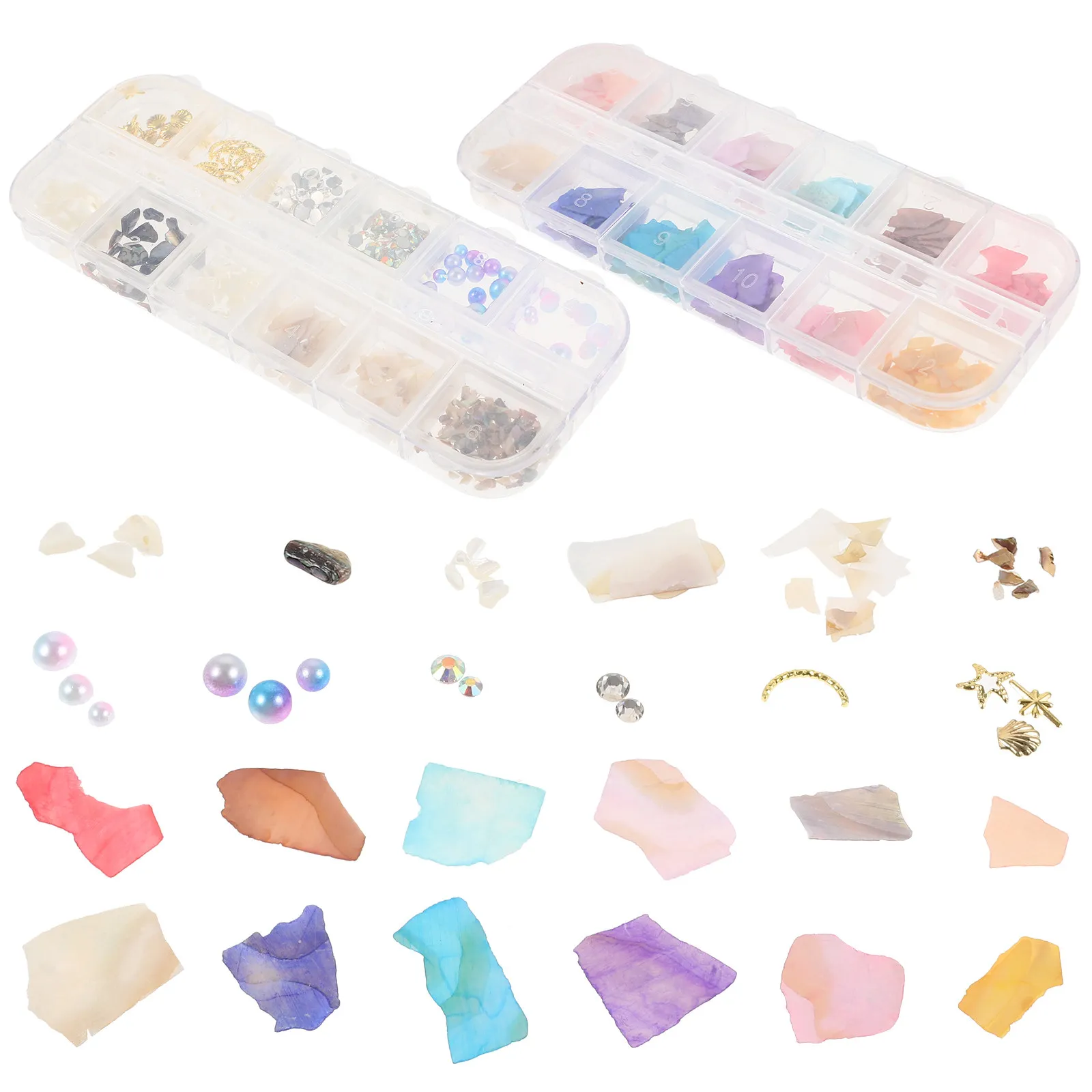 

2 set Shell Pieces Set Full Shell Material For Nail Art Decoration Diy Manicure Tools Kit Accessories Decor Phone Case Card