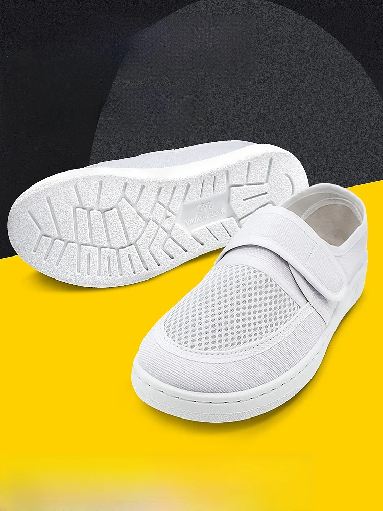 Anti-Static Thick Bottom Dust-Free Shoes Single Net Work Shoes for Men And Women Soft Bottom Magic Tape Easy to Wear
