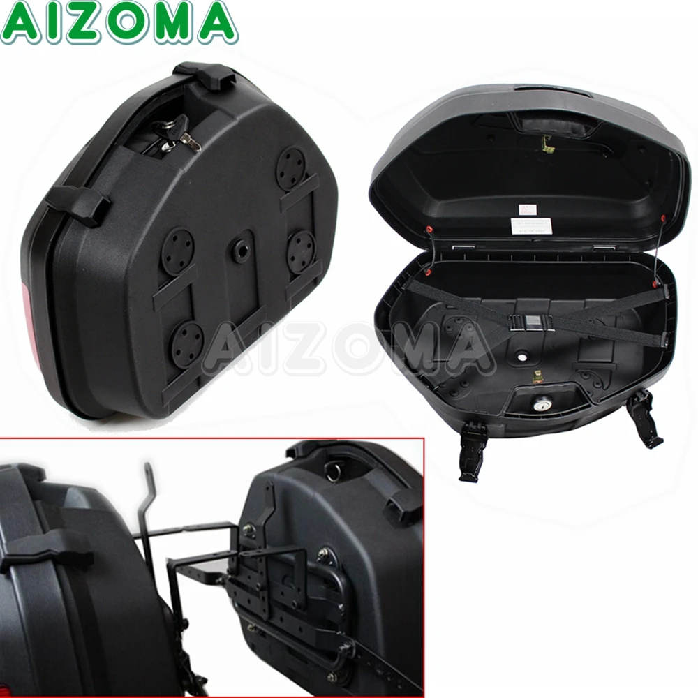 20L Motorcycle Universal Side Cases 2pcs Tail Pannier Luggage Cargo Box for Kawasaki Honda NC750X Yamaha BMW Suzuki Vstorm DL650