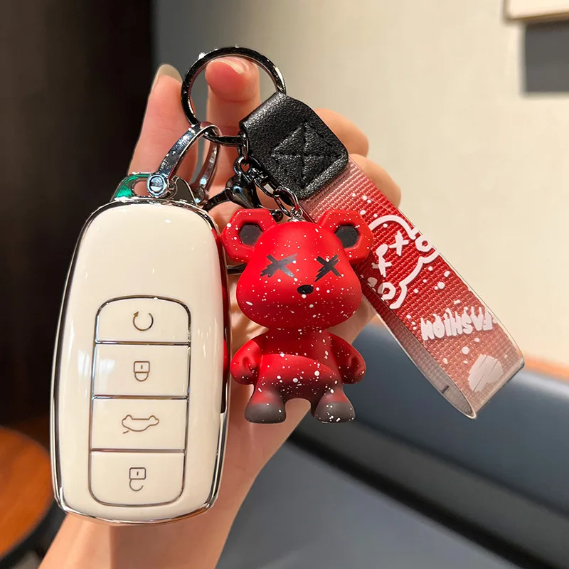 TPU Car Key Case Bag for Chery Omoda 5 C5 Tigo 7 8 Pro Max Tigo 7 8 Plus Protective Cover Smart Remote Key Shell Keychain
