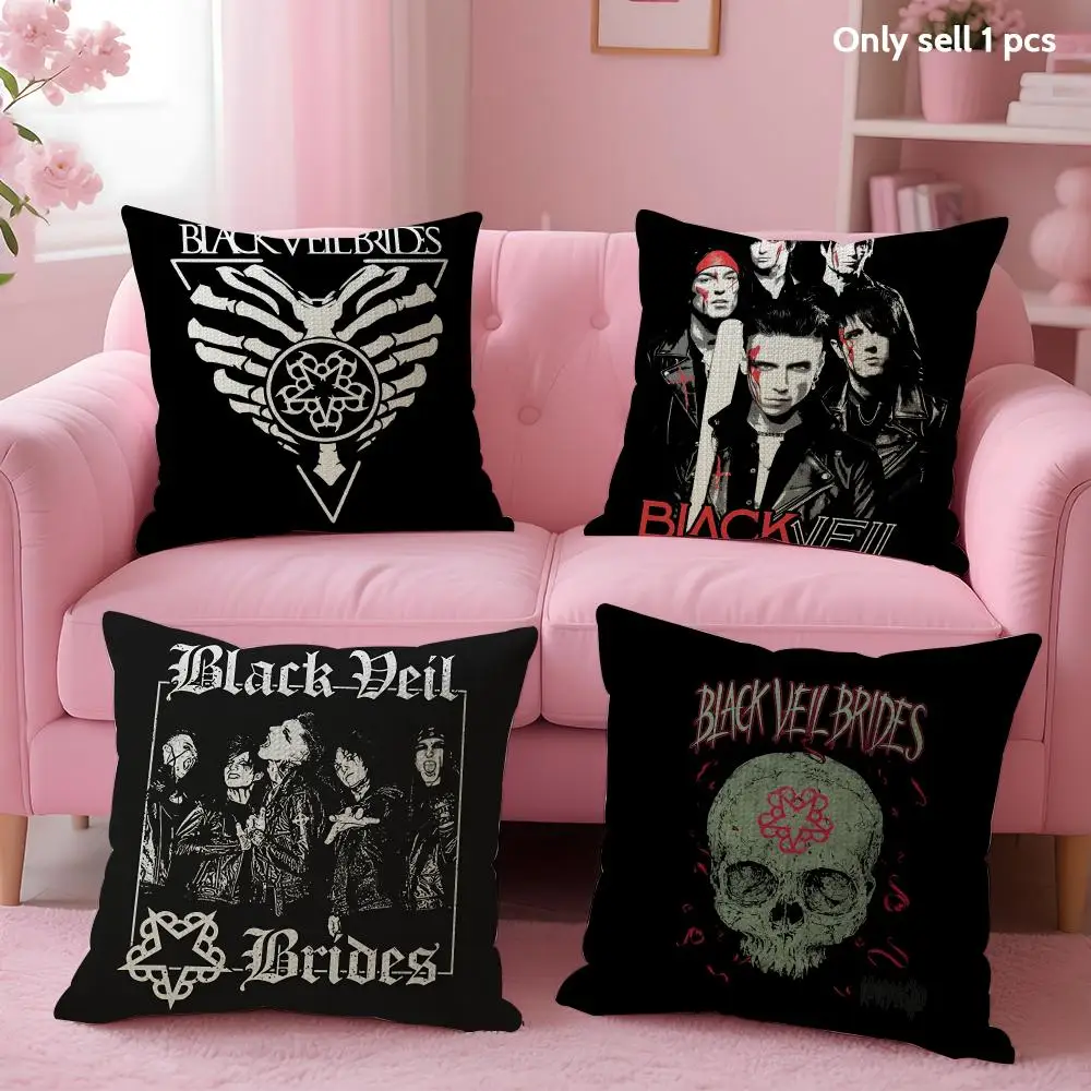 Band B-Black Veil Brides Cushion Cover Natural Linen Organic Fabric Double-Sided Printing Sofa Home Decor Gift Pillow Case