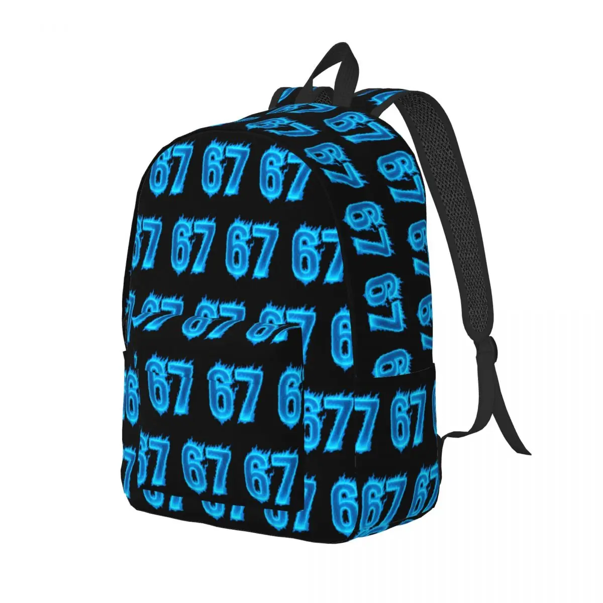 67 Six Seven Blue Flame Colorful Casual Backpack Sports High School Work Cool Funny Meme Daypack Men Women Laptop Shoulder Bag