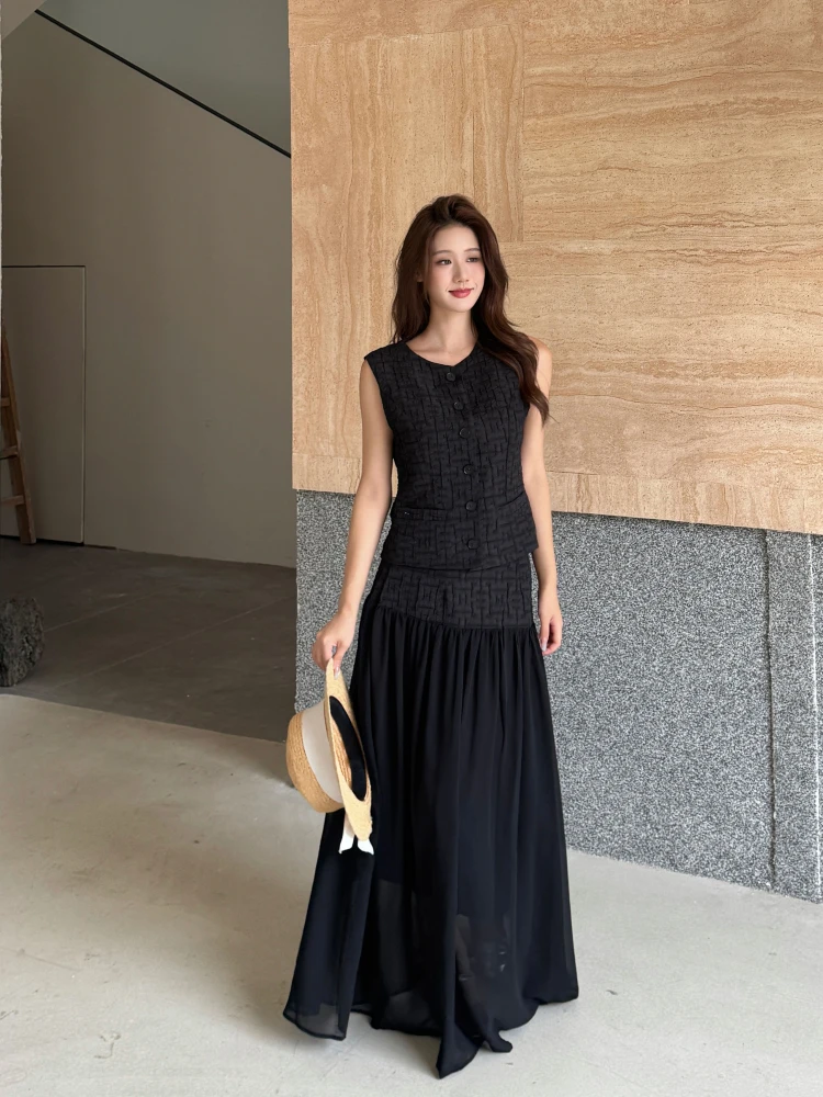 

Ele NTS97 Spring Summer Outfit Set with Top And f Skirt Long Dr Faionable Ladylike Perfume Sle for Women