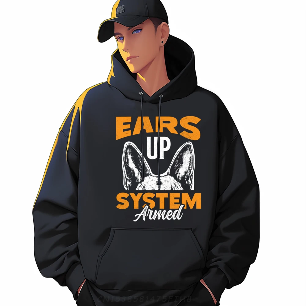 

Mens Long Sleeve Belgian Shepherd Ears Up System Hoodies Group Hoodies Cute Normal O Neck Sweatshirt